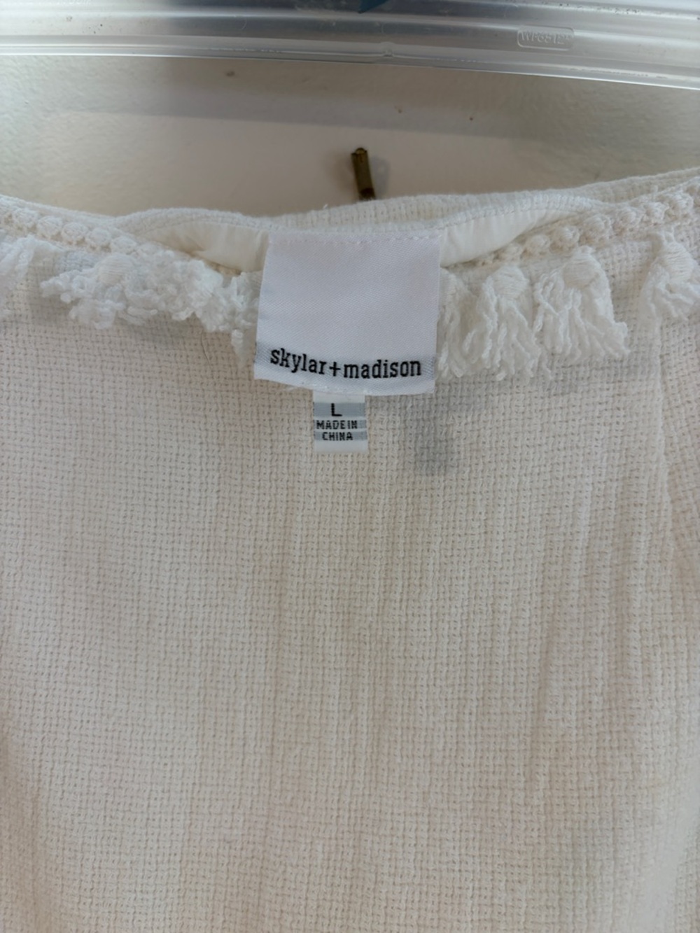 Skylar + Madison Women's White Tassel-Trim Mini Skirt Sz L - Picture 2 of 5